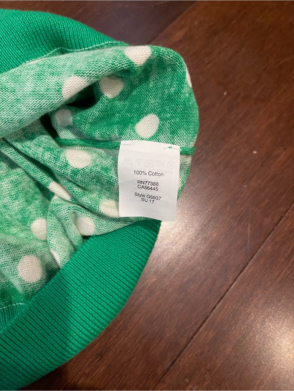 j crew mercantile factory green sweater polkadots pink trim nwt medium - Picture 6 of 8